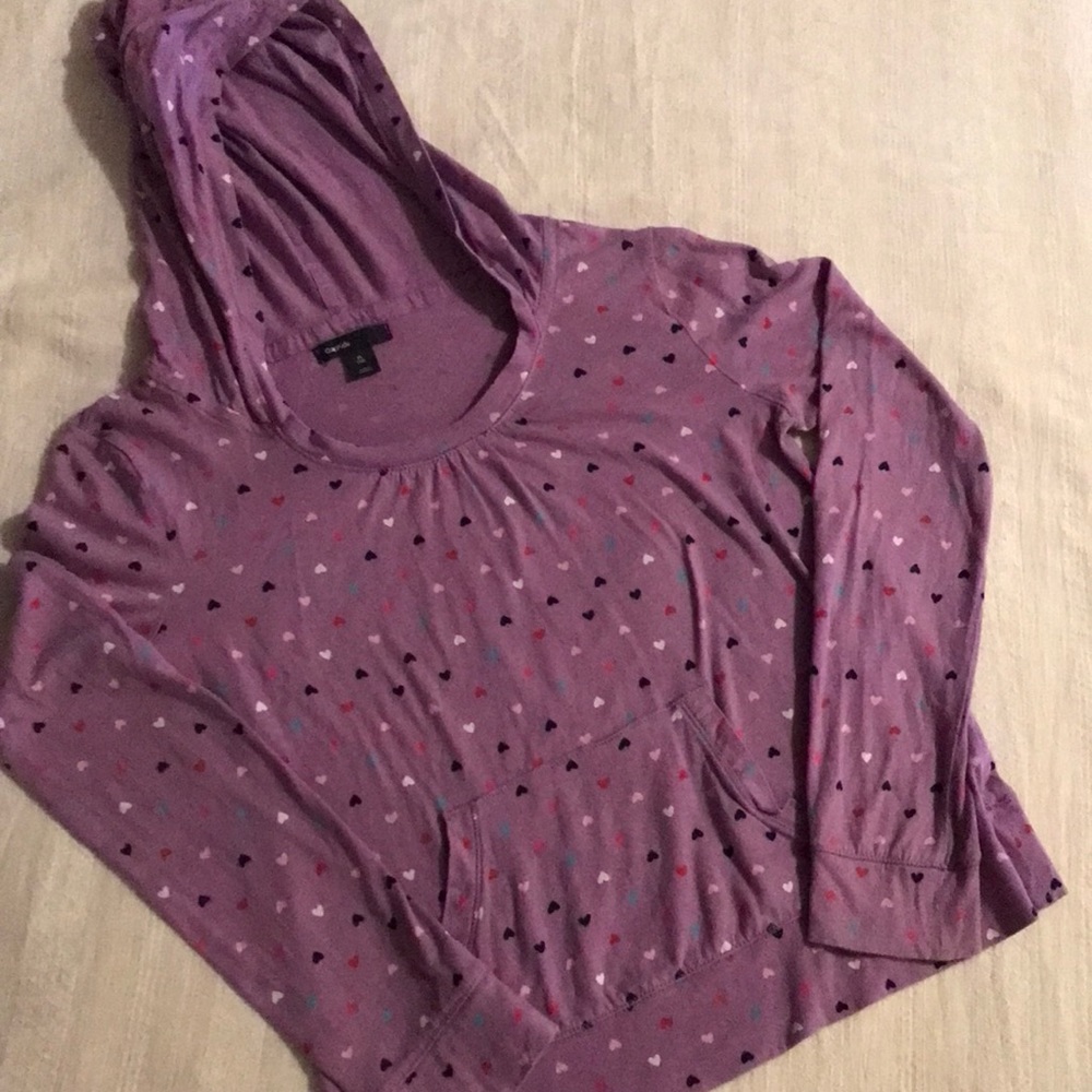 Girls Gap Kids Purple/Hearts Lightweight Hoodie